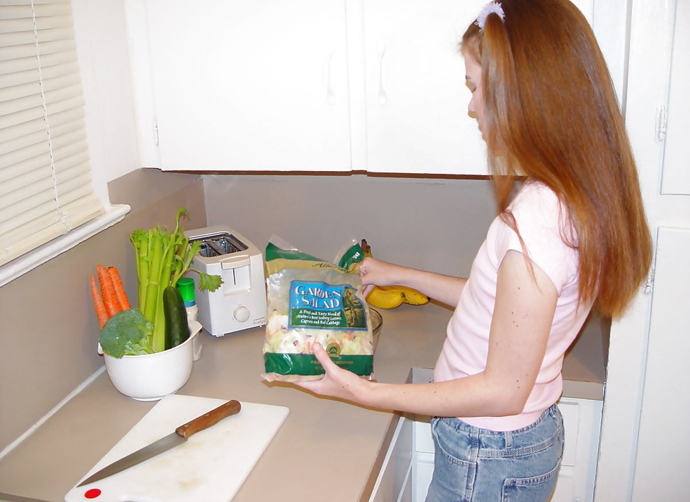 Slim pornstar Melissa testing her salad ingredients #38042684