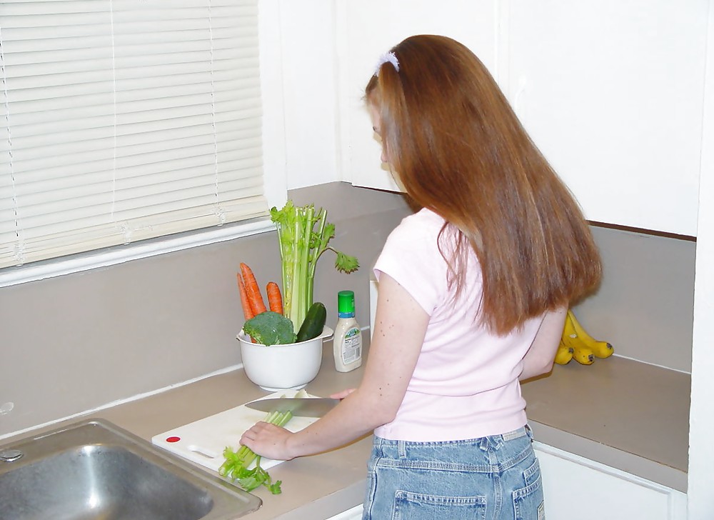 Slim pornstar Melissa testing her salad ingredients #38042691