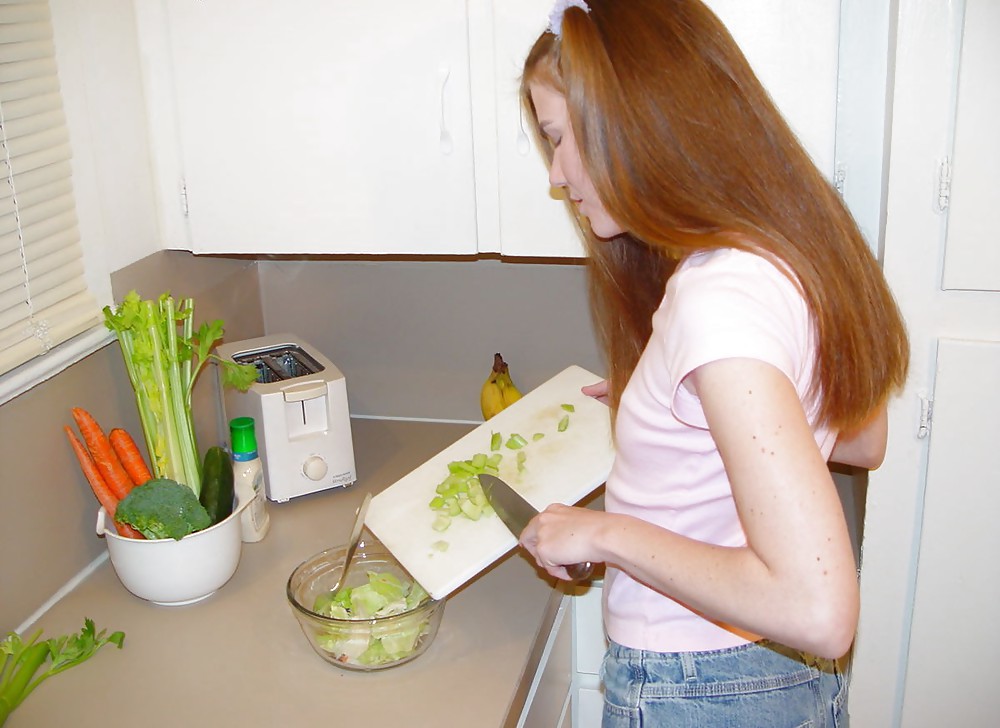 Slim pornstar Melissa testing her salad ingredients #38042704