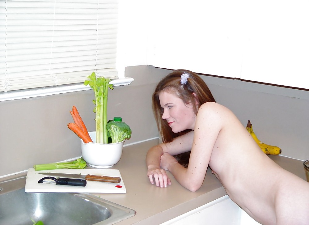 Slim pornstar Melissa testing her salad ingredients #38042868