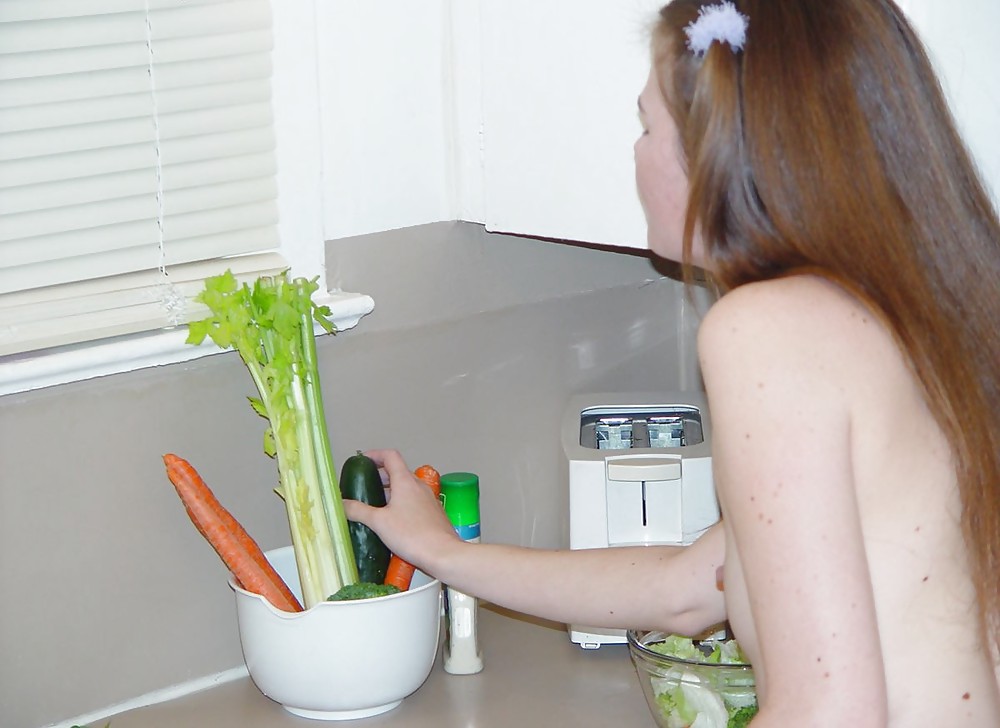 Slim pornstar Melissa testing her salad ingredients #38042983