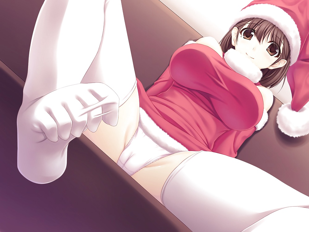 Anime style: hot legs and feet in Christmas outfit #39970508