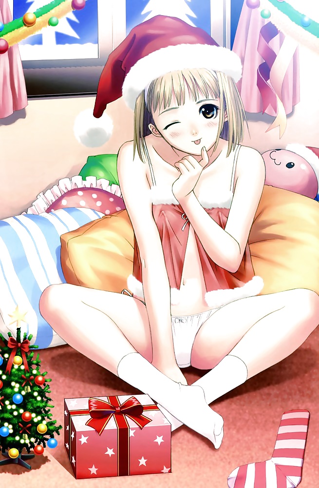 Anime style: hot legs and feet in Christmas outfit #39970542