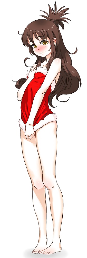 Anime style: hot legs and feet in Christmas outfit #39970649