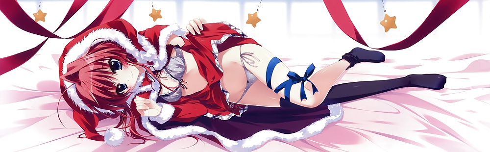 Anime style: hot legs and feet in Christmas outfit #39970666