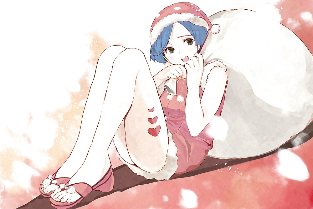 Anime style: hot legs and feet in Christmas outfit #39970672