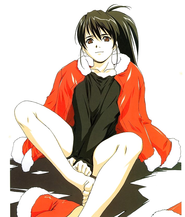 Anime style: hot legs and feet in Christmas outfit #39970694
