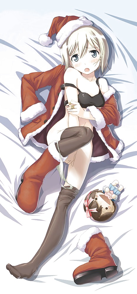 Anime style: hot legs and feet in Christmas outfit #39970733