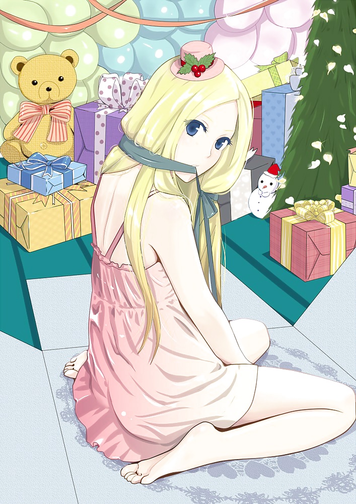 Anime style: hot legs and feet in Christmas outfit #39970744