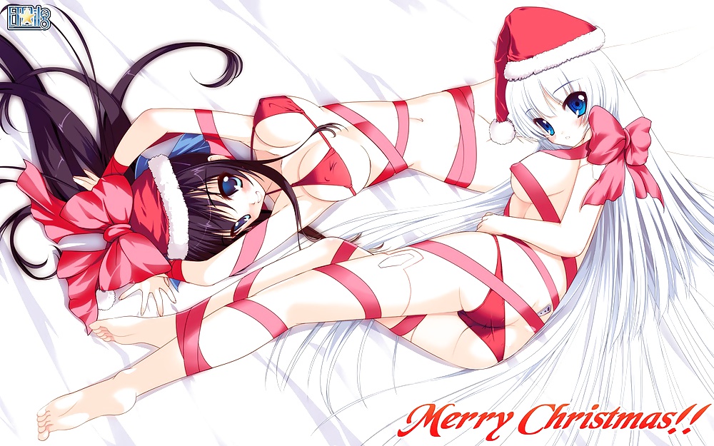 Anime style: hot legs and feet in Christmas outfit #39970896