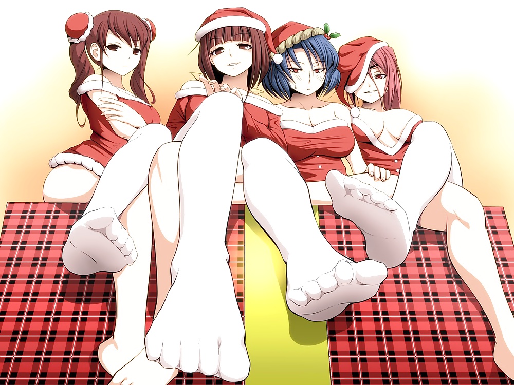 Anime style: hot legs and feet in Christmas outfit #39970927