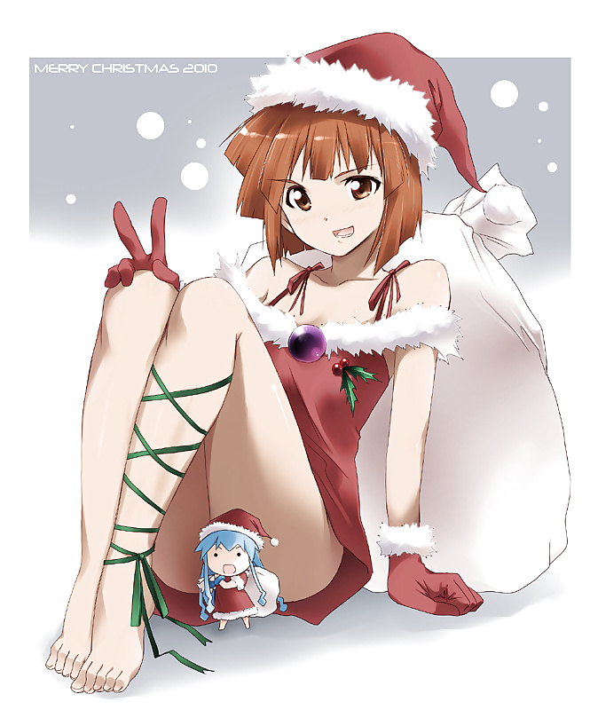 Anime style: hot legs and feet in Christmas outfit #39970933