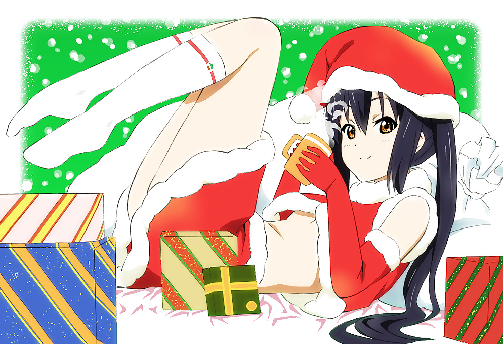 Anime style: hot legs and feet in Christmas outfit #39970954
