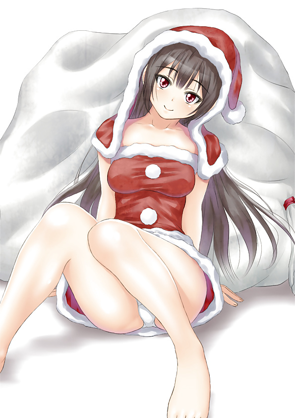 Anime style: hot legs and feet in Christmas outfit #39970979