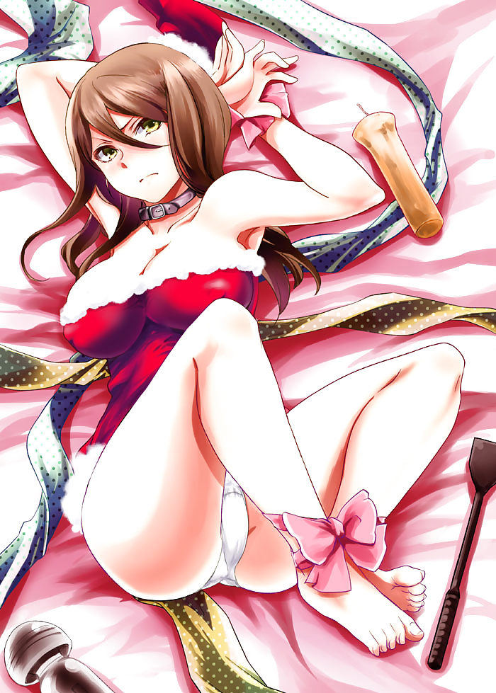 Anime style: hot legs and feet in Christmas outfit #39970989