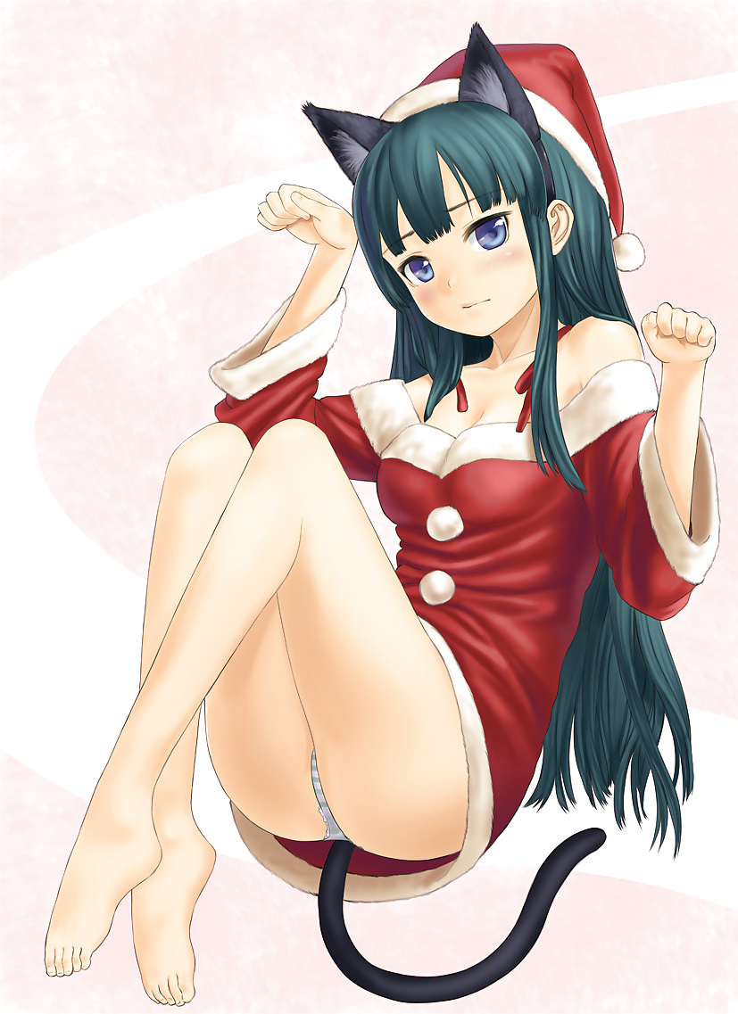 Anime style: hot legs and feet in Christmas outfit #39970998