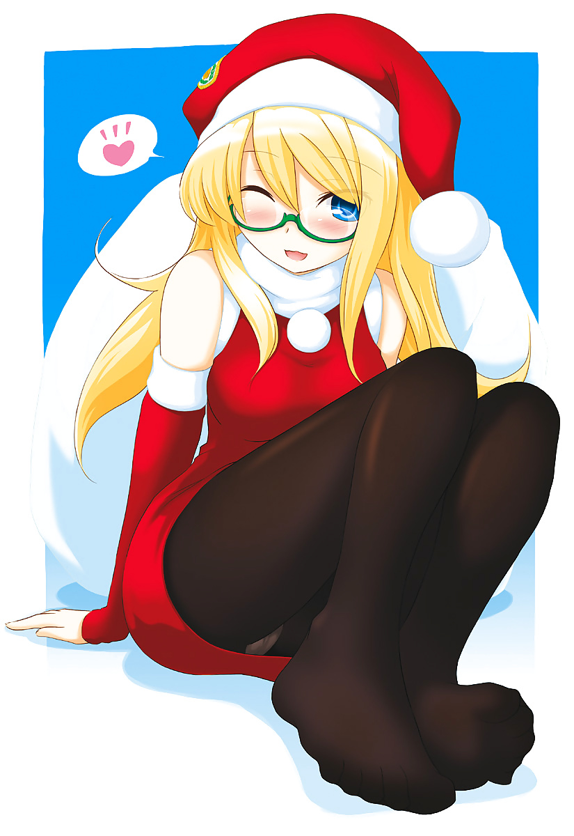 Anime style: hot legs and feet in Christmas outfit #39971008