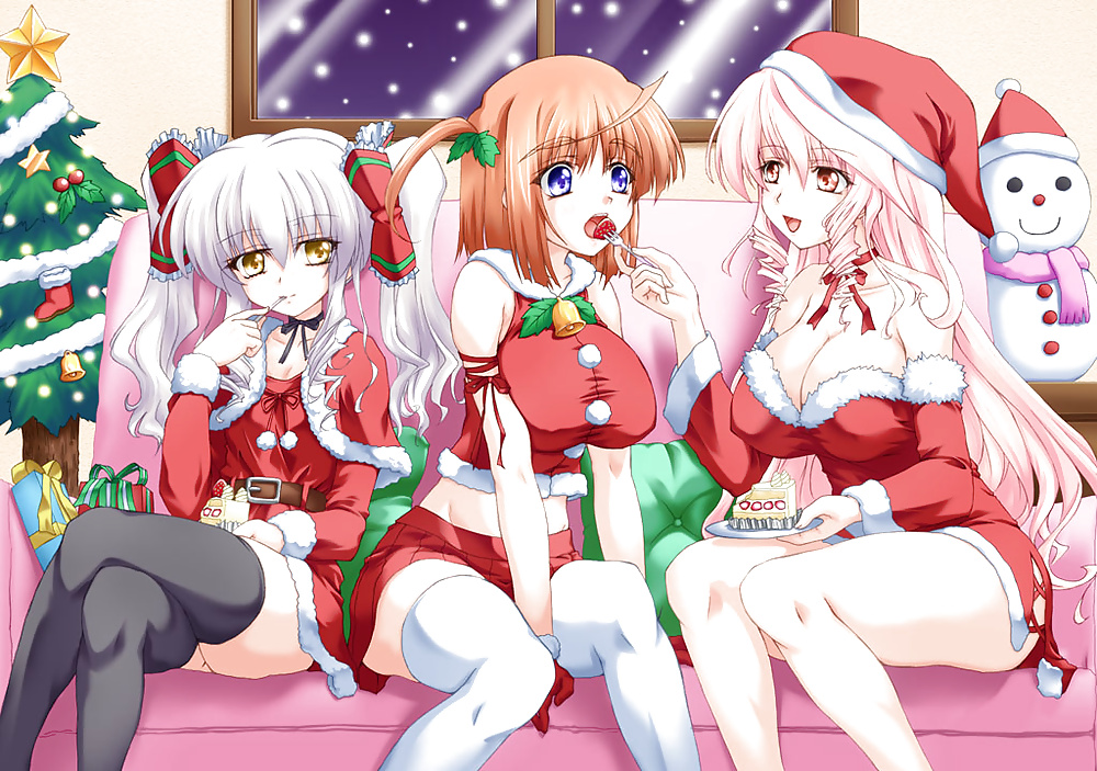 Anime style: hot legs and feet in Christmas outfit #39971034