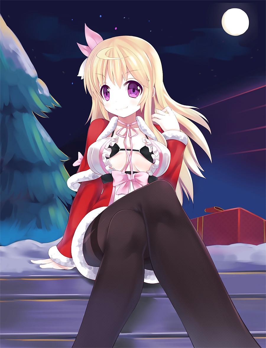 Anime style: hot legs and feet in Christmas outfit #39971043