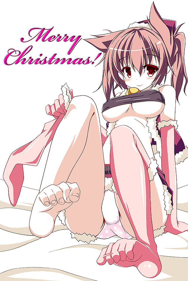 Anime style: hot legs and feet in Christmas outfit #39971056