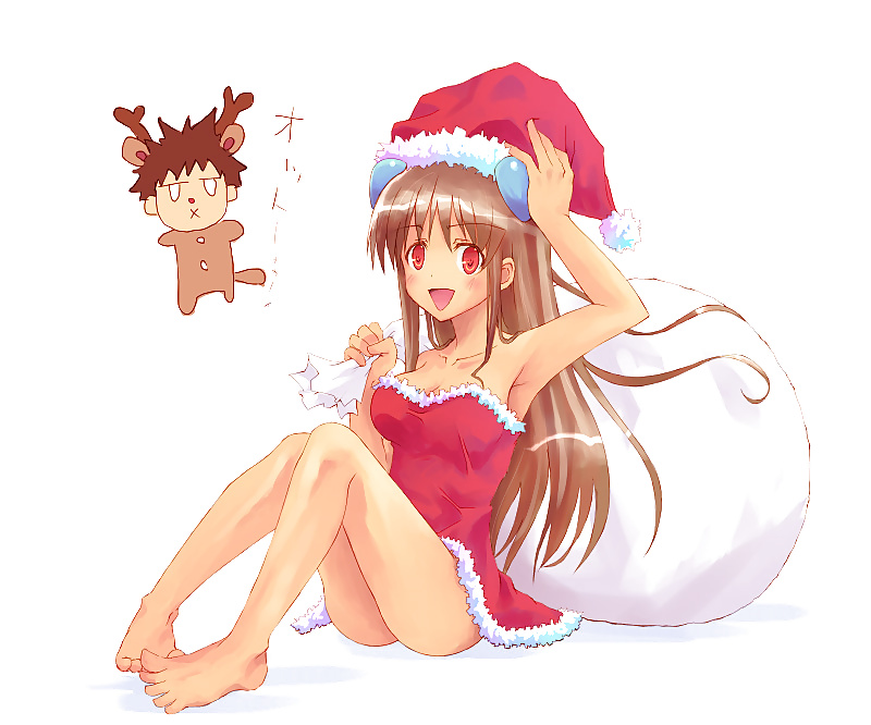 Anime style: hot legs and feet in Christmas outfit #39971084