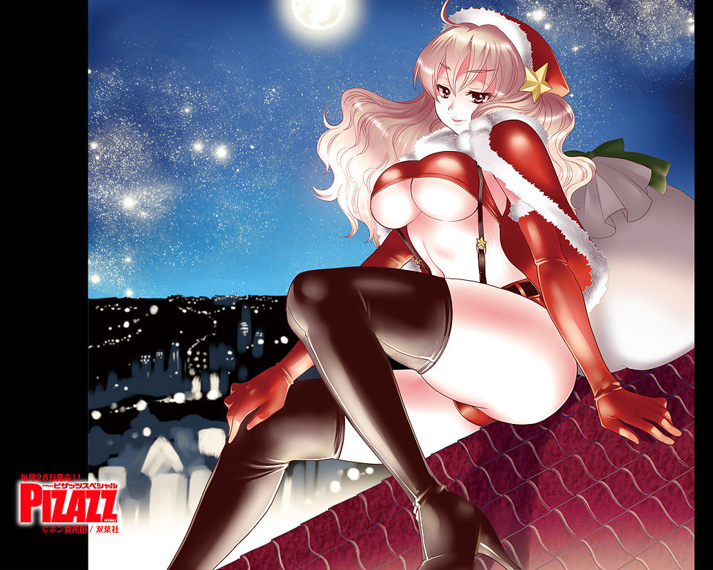 Anime style: hot legs and feet in Christmas outfit #39971097
