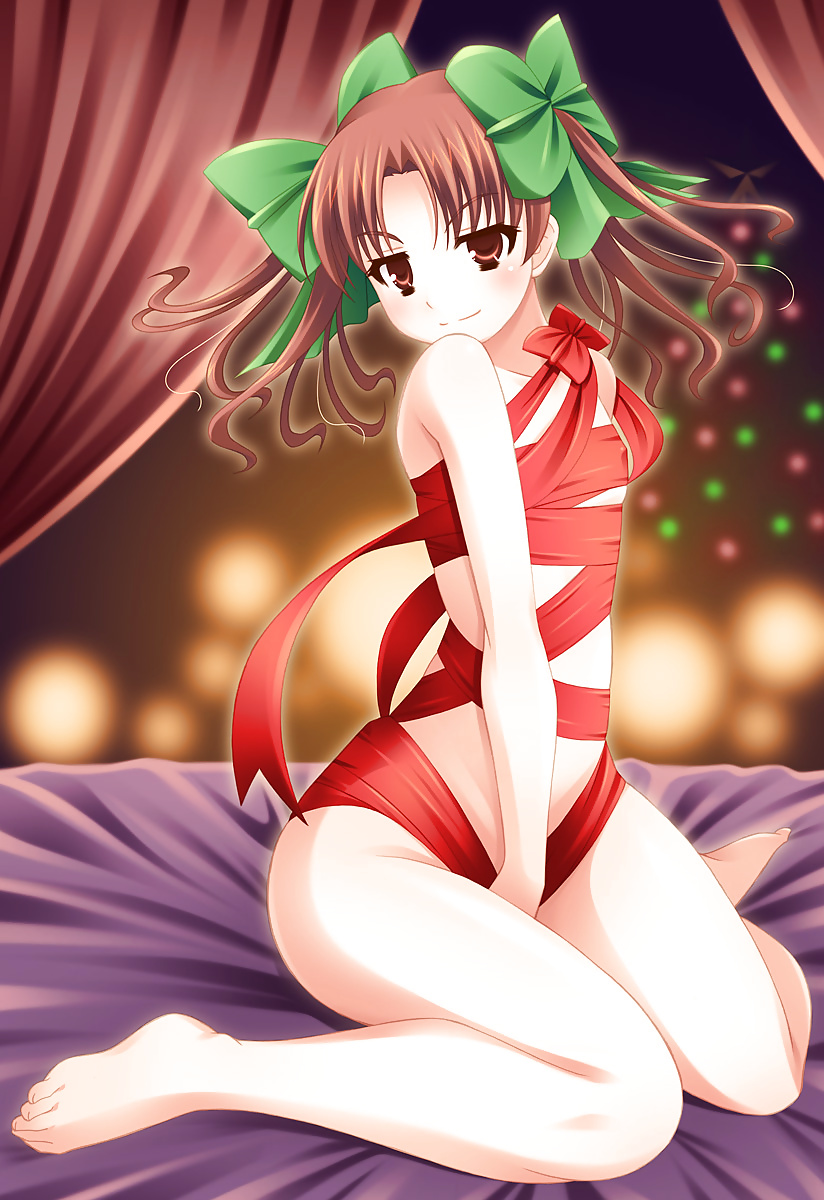 Anime style: hot legs and feet in Christmas outfit #39971156