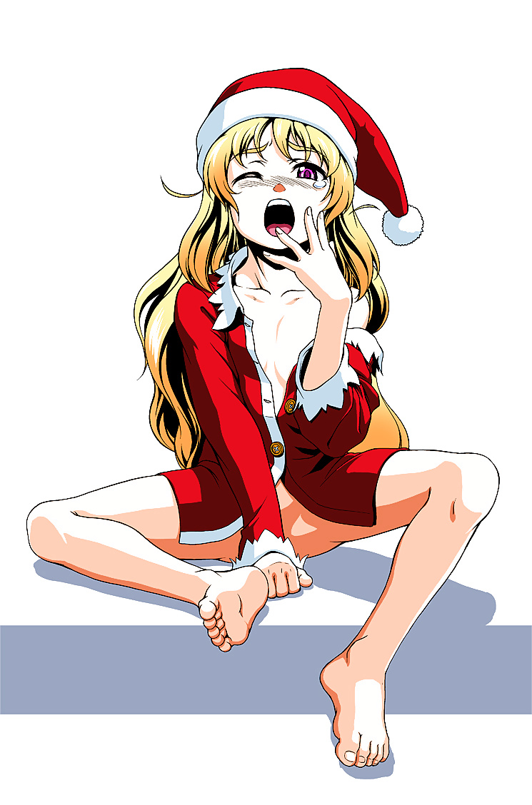 Anime style: hot legs and feet in Christmas outfit #39971182