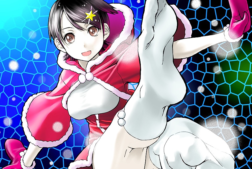 Anime style: hot legs and feet in Christmas outfit #39971200