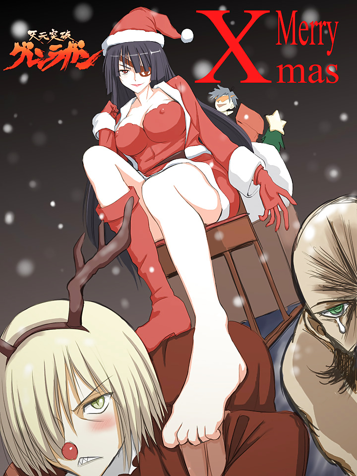 Anime style: hot legs and feet in Christmas outfit #39971210