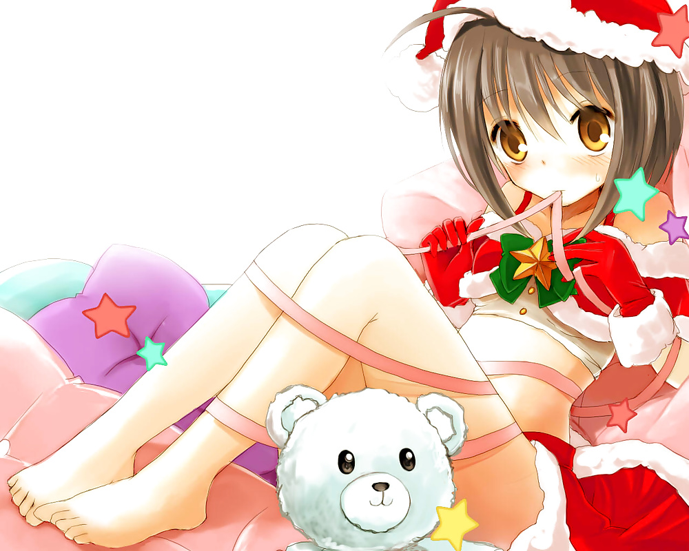 Anime style: hot legs and feet in Christmas outfit #39971239