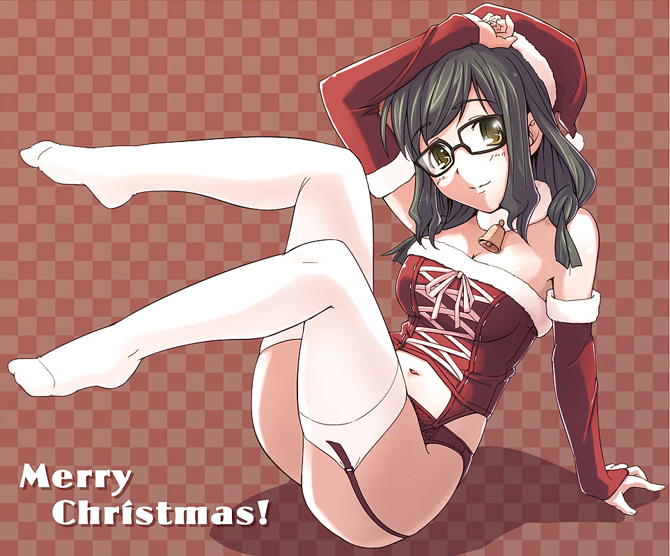 Anime style: hot legs and feet in Christmas outfit #39971250