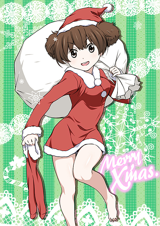 Anime style: hot legs and feet in Christmas outfit #39971279