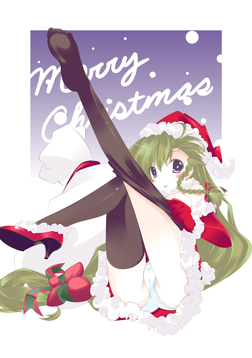 Anime style: hot legs and feet in Christmas outfit #39971299
