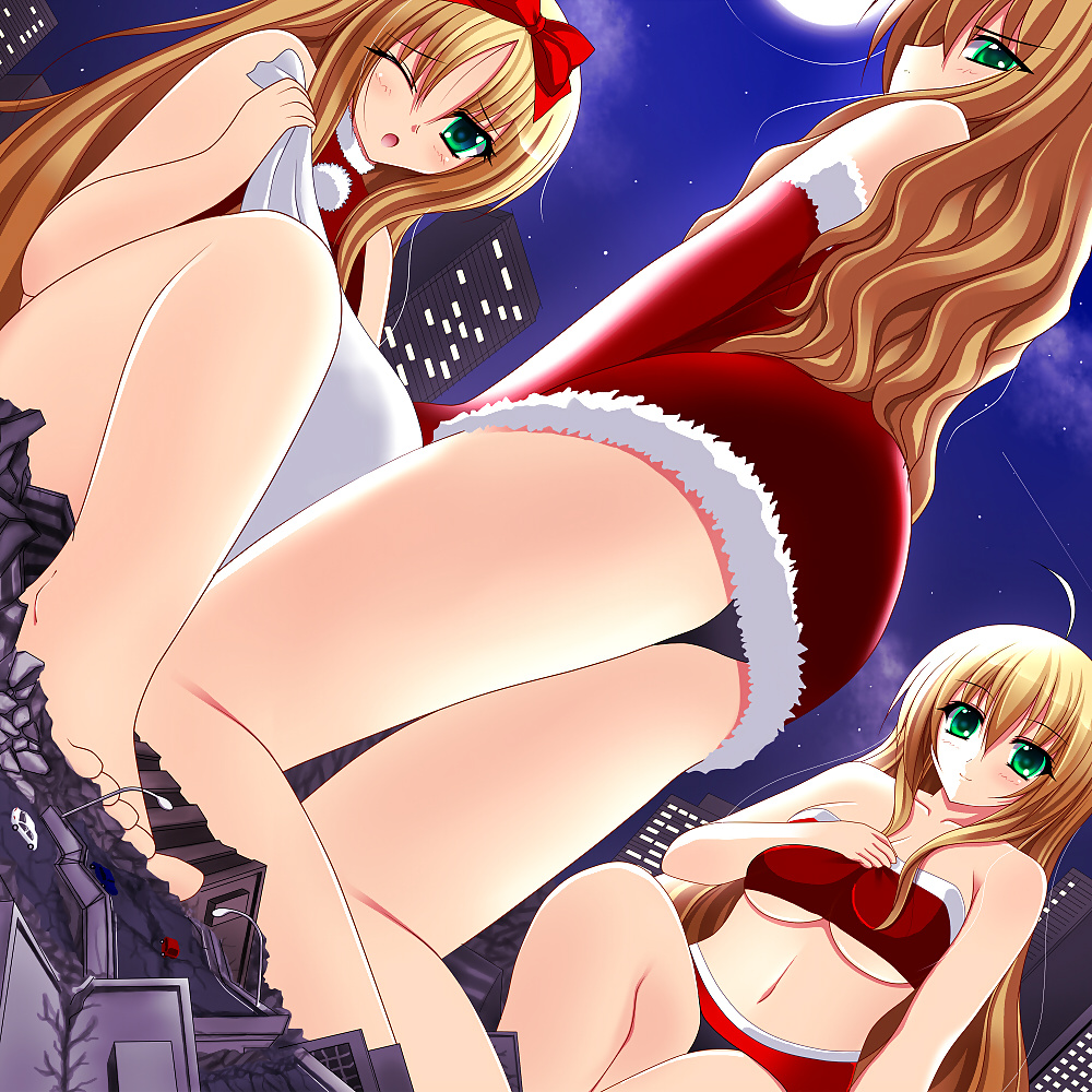 Anime style: hot legs and feet in Christmas outfit #39971322