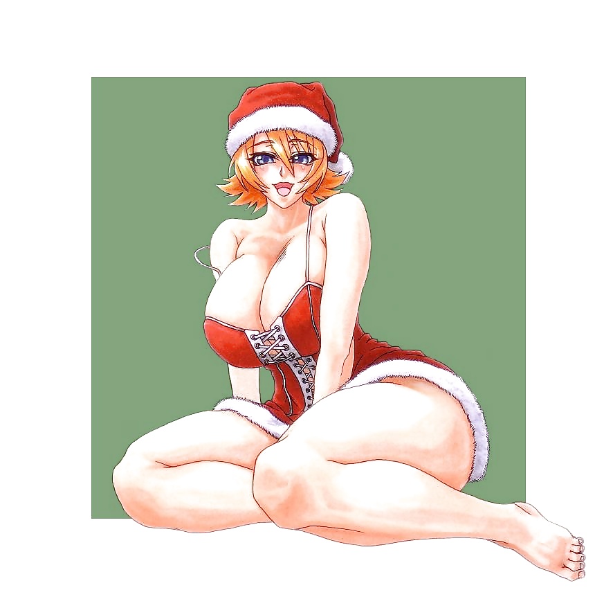 Anime style: hot legs and feet in Christmas outfit #39971328