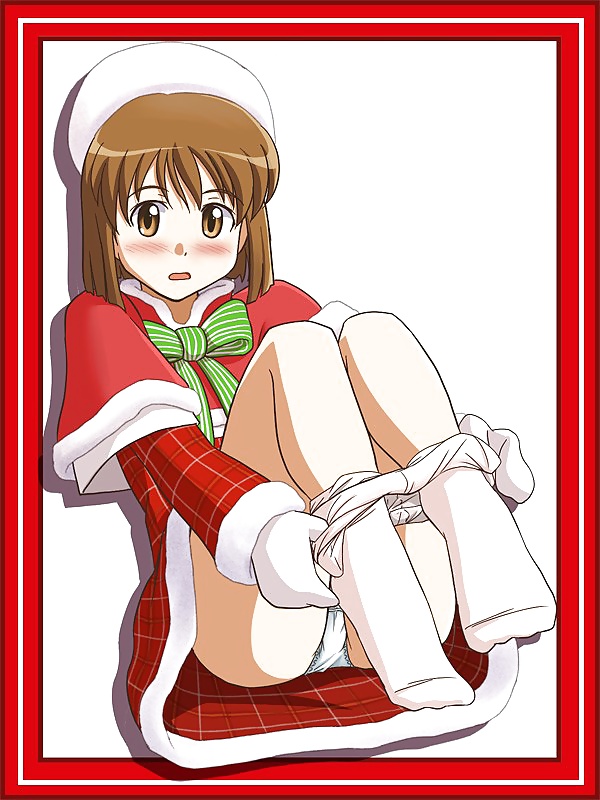 Anime style: hot legs and feet in Christmas outfit #39971354