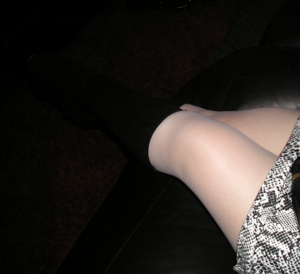 My girlfriend wearing white tights pantyhose and boots #39545043