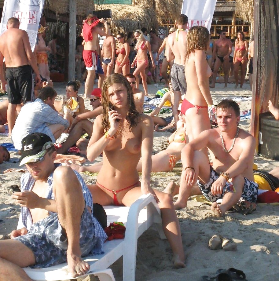 Public Amateur Thong Bikini ass and Tits on beach and pool #35895350