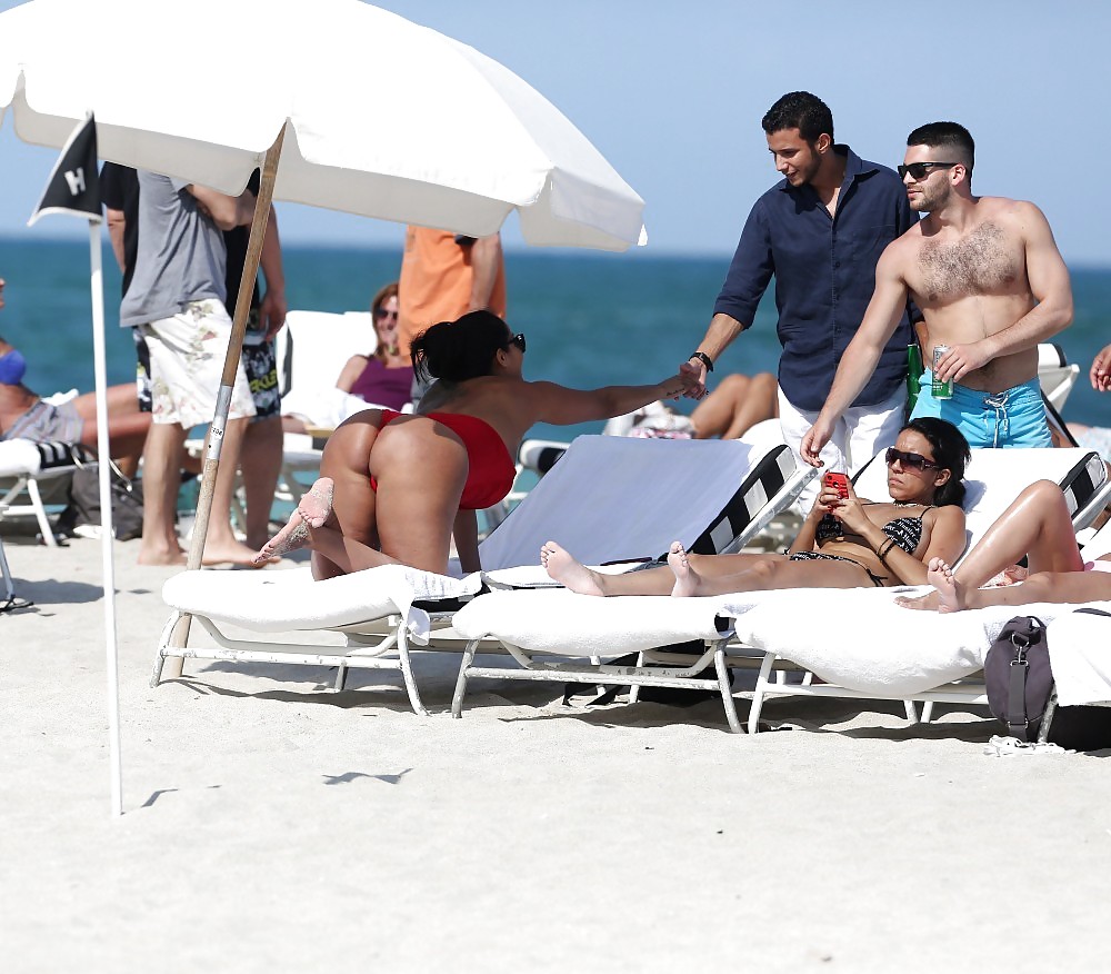 Kiara Mia In A Red Bikini in South Beach  #36056492
