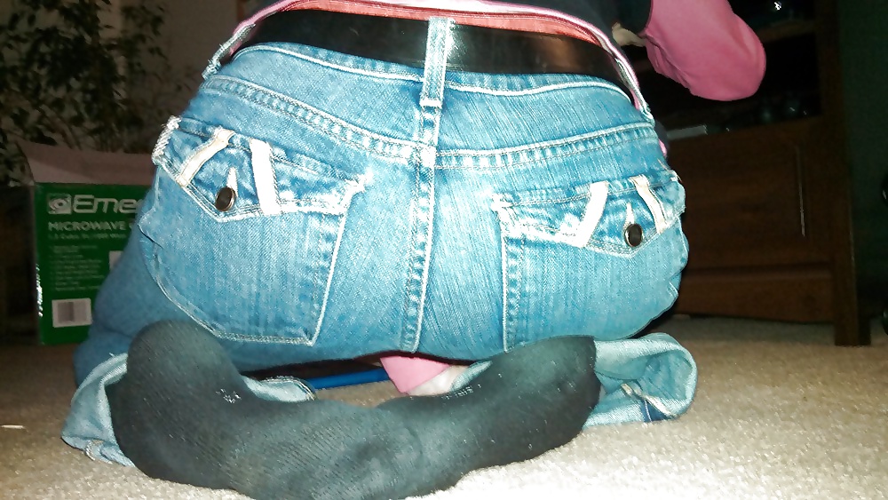 My wife's Hot Ass in Tight get your cock hard Jeans. #40124290