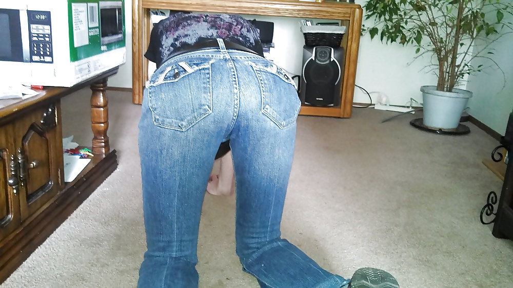 My wife's Hot Ass in Tight get your cock hard Jeans. #40124336