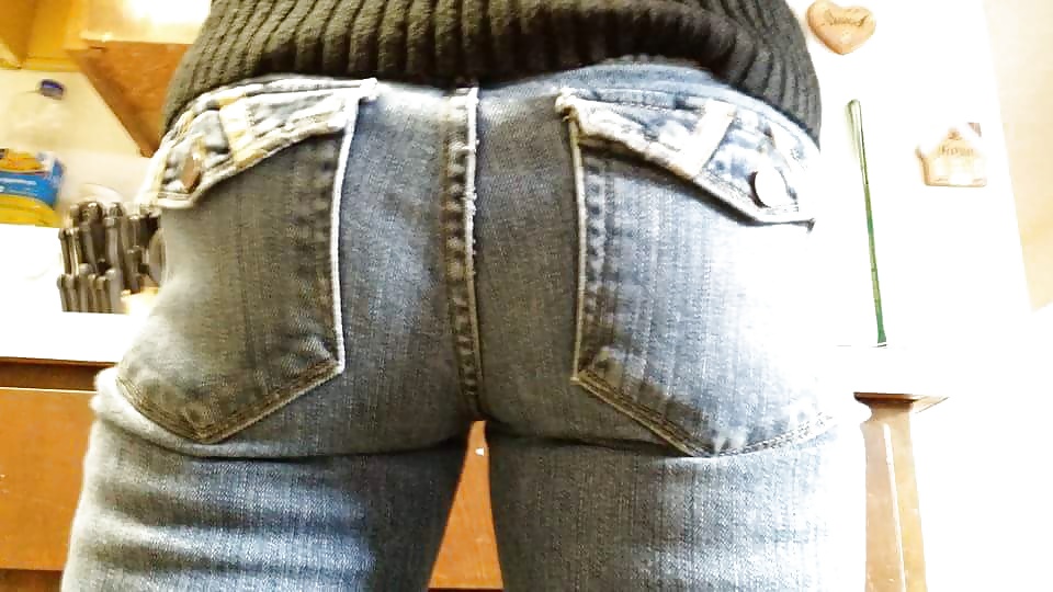 My wife's Hot Ass in Tight get your cock hard Jeans. #40124437