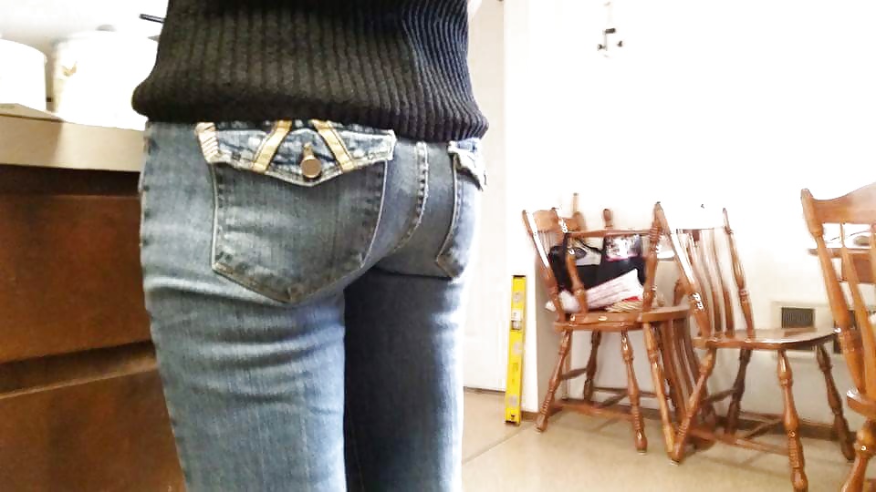 My wife's Hot Ass in Tight get your cock hard Jeans. #40124455