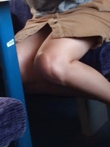 Candid blonde on train shows legs and upskirt #33320755