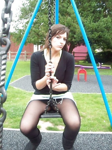 Babes in pantyhose-girl on a swing. #23563084