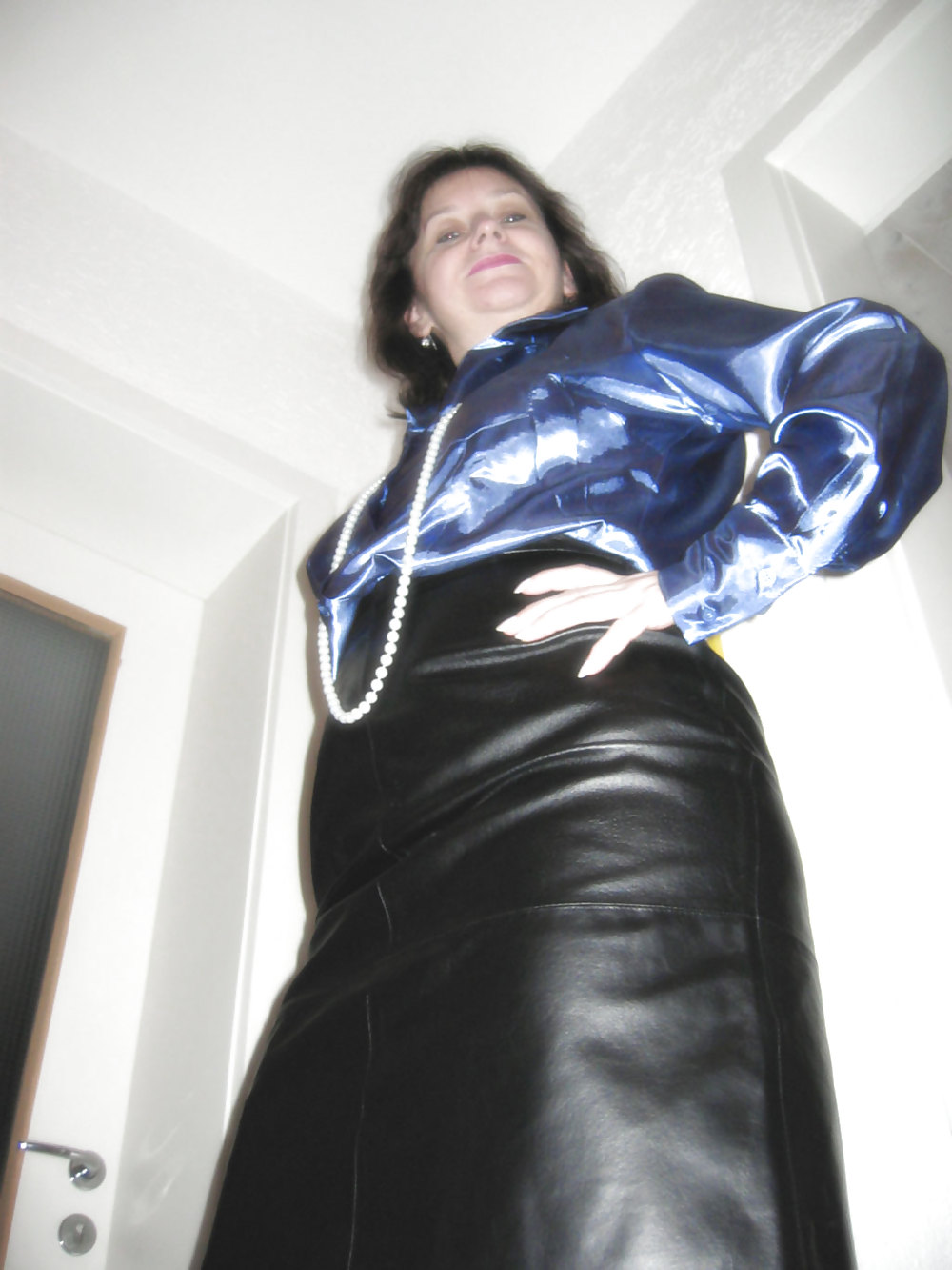 MILF saggy tits, hairy bush, satin blouse #36485556