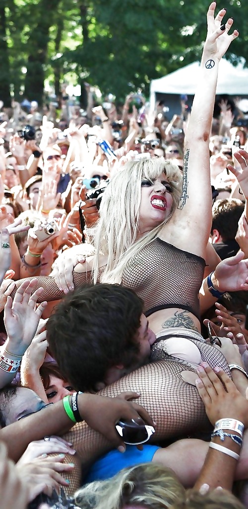 Sexy horny Lady Gaga topless in open-air concert #25918479