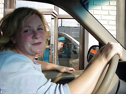 Wearing her boyfriends cum thtough the drive-thru #37240130