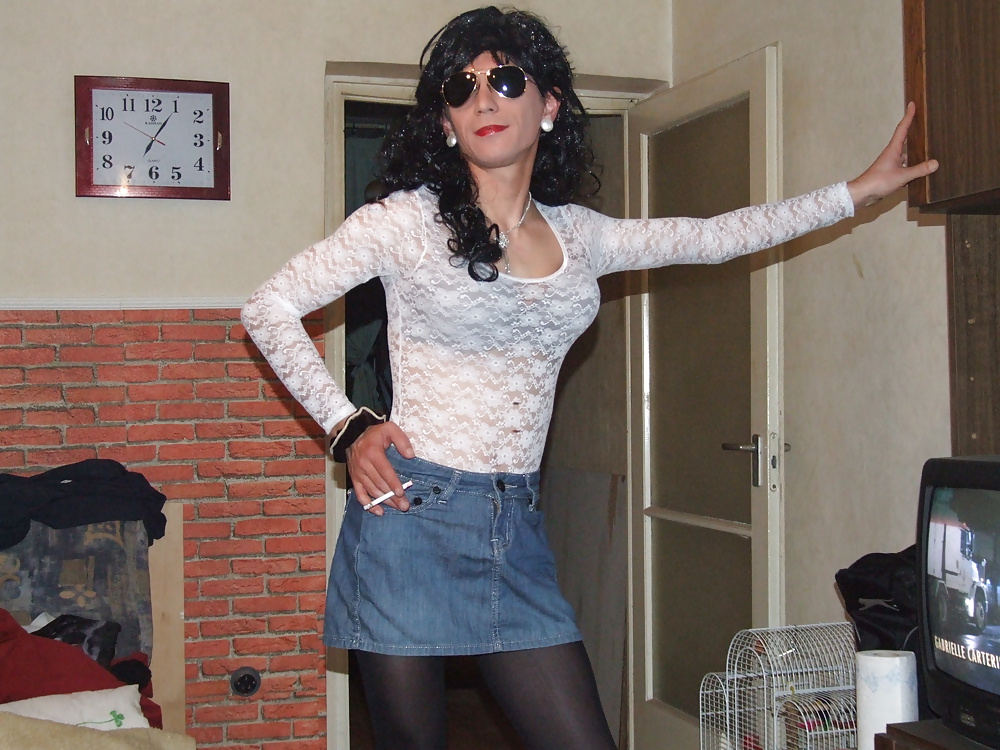 Amateur Transvestite Yvette black hair big cock #29604168